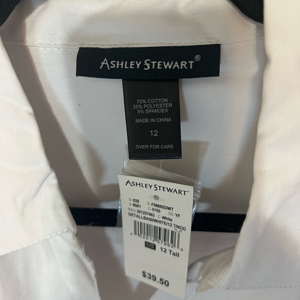 Ashley Stewart white button up shirt size 12 tall